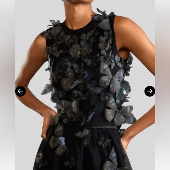 Cynthia Rowley Black Butterfly Appliqué Sleeveless Top - Picture 2 of 6